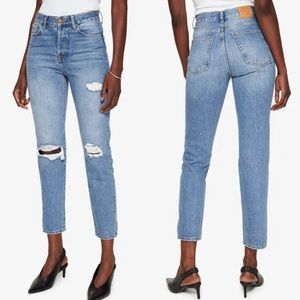 ANINE BING Brenda Button Fly Distressed High Rise Jeans
